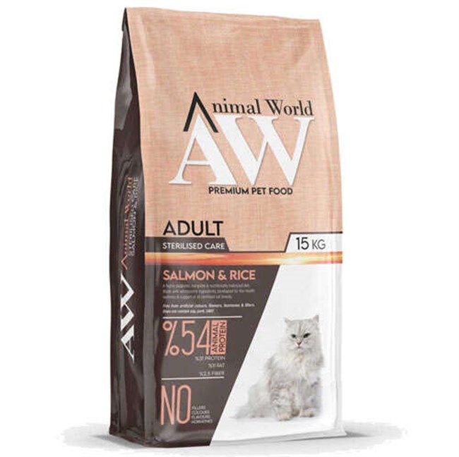 Animal World Sterilised Kısırlaştırılmış Somonlu Kedi Maması 15 Kg |  CABUKMAMA.COM Anında Yanında