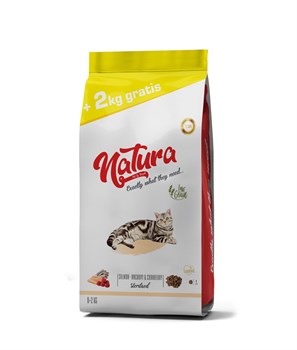 Natura Düşük Tahıllı Somon, Hamsi & Böğürtlen Kısır Kedi Maması 8+2 Kg