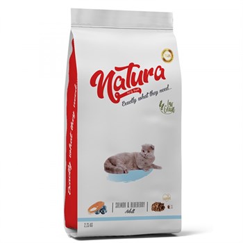 Natura Somonlu ve Yaban Mersinli Düşük Tahıllı Yetişkin Kedi Maması 2,25kg