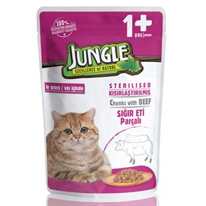 Jungle Kısır Kedi Biftekli 100 g Pouch 24 Al 20 Öde