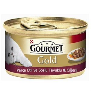 Purina Gourmet Gold Tavuk & Ciğer Soslu Parça Etli Konserve Kedi Maması - 85 Gr