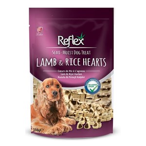 Reflex Kuzulu ve Pirinçli Mini Kalpli Yarı Yumuşak Köpek Ödül Maması 150gr