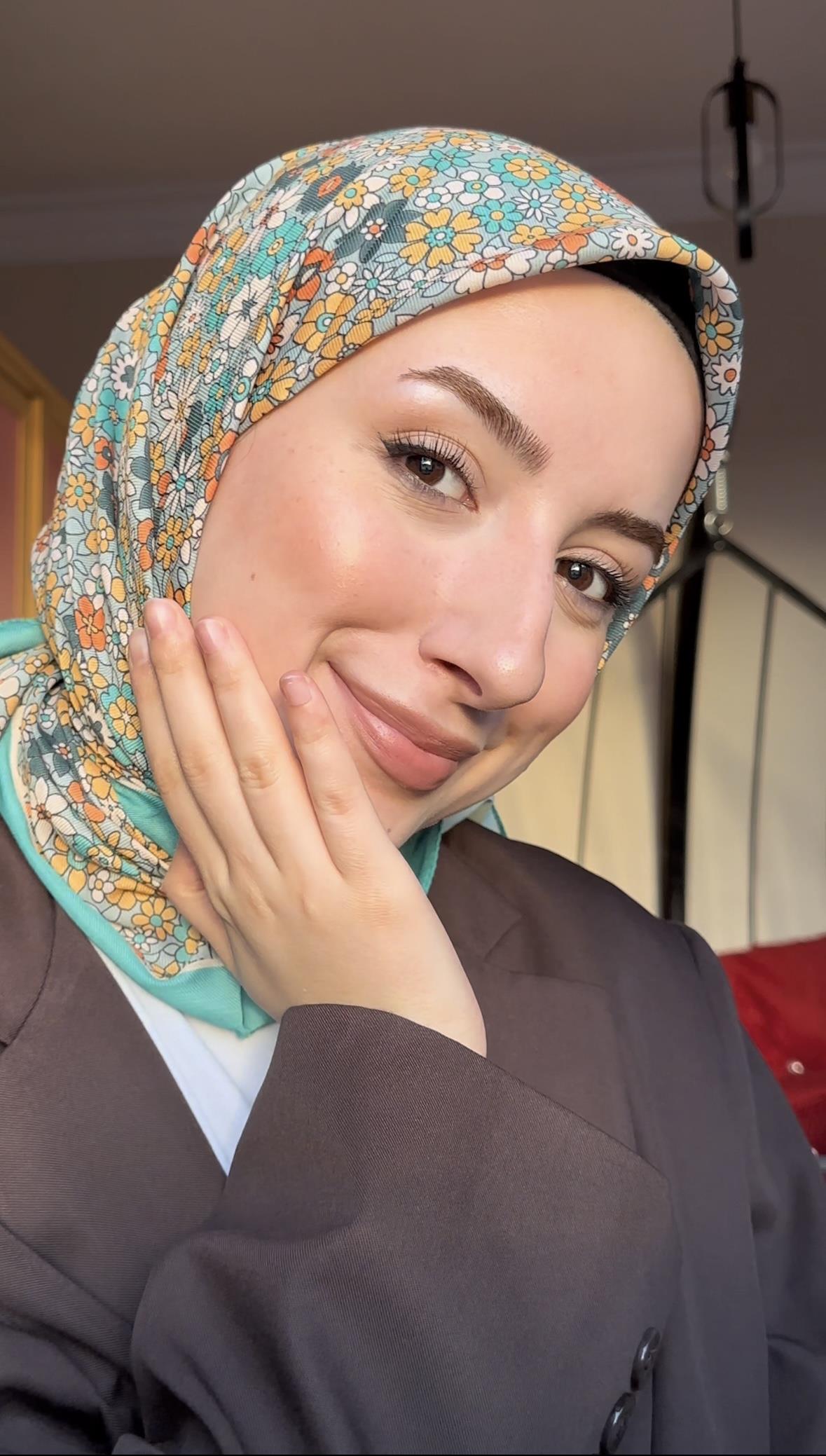 Arduvaz Gri Minial Desen Eşarp