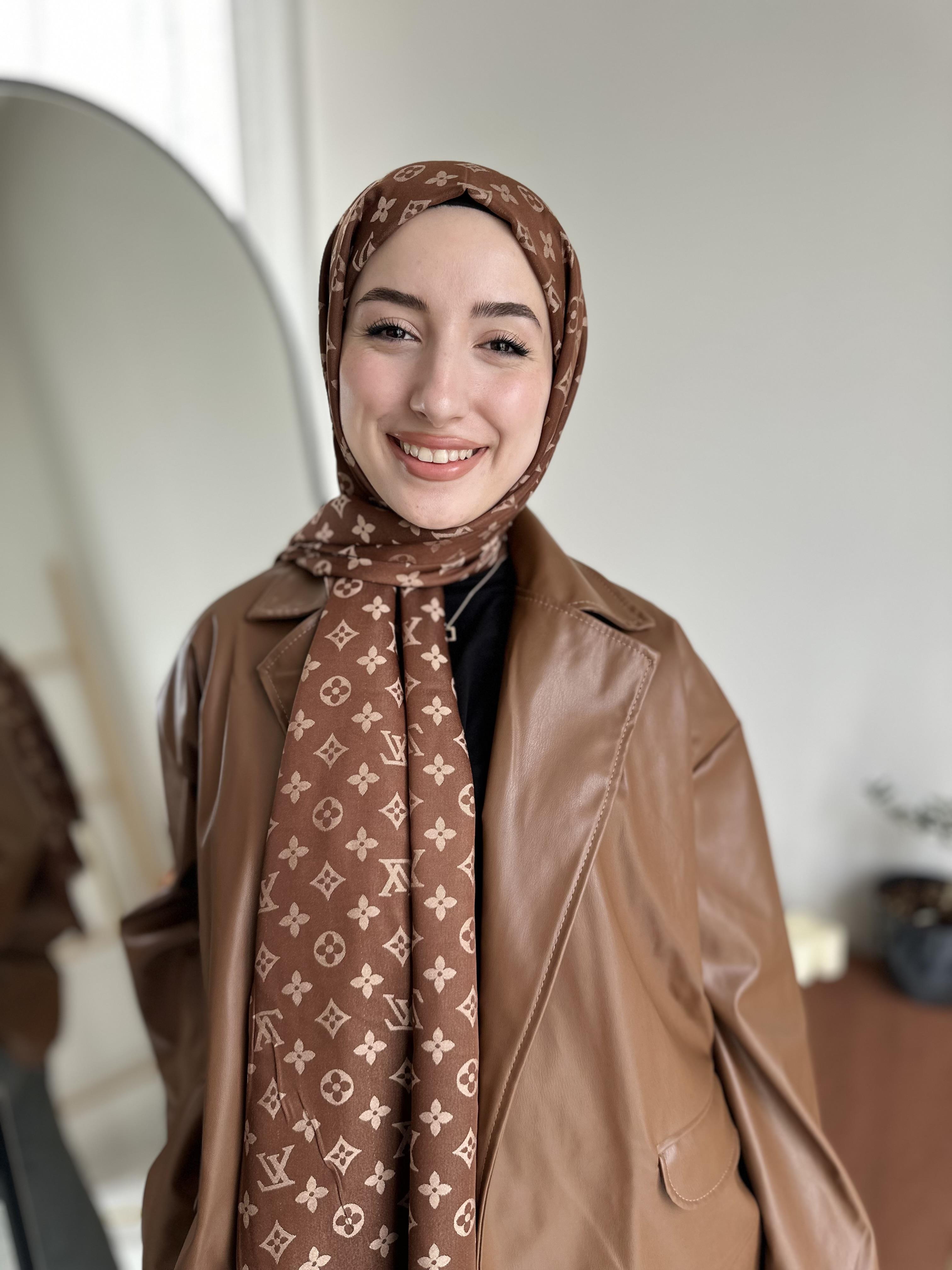 Kahve LV Desen Kaşmir Şal
