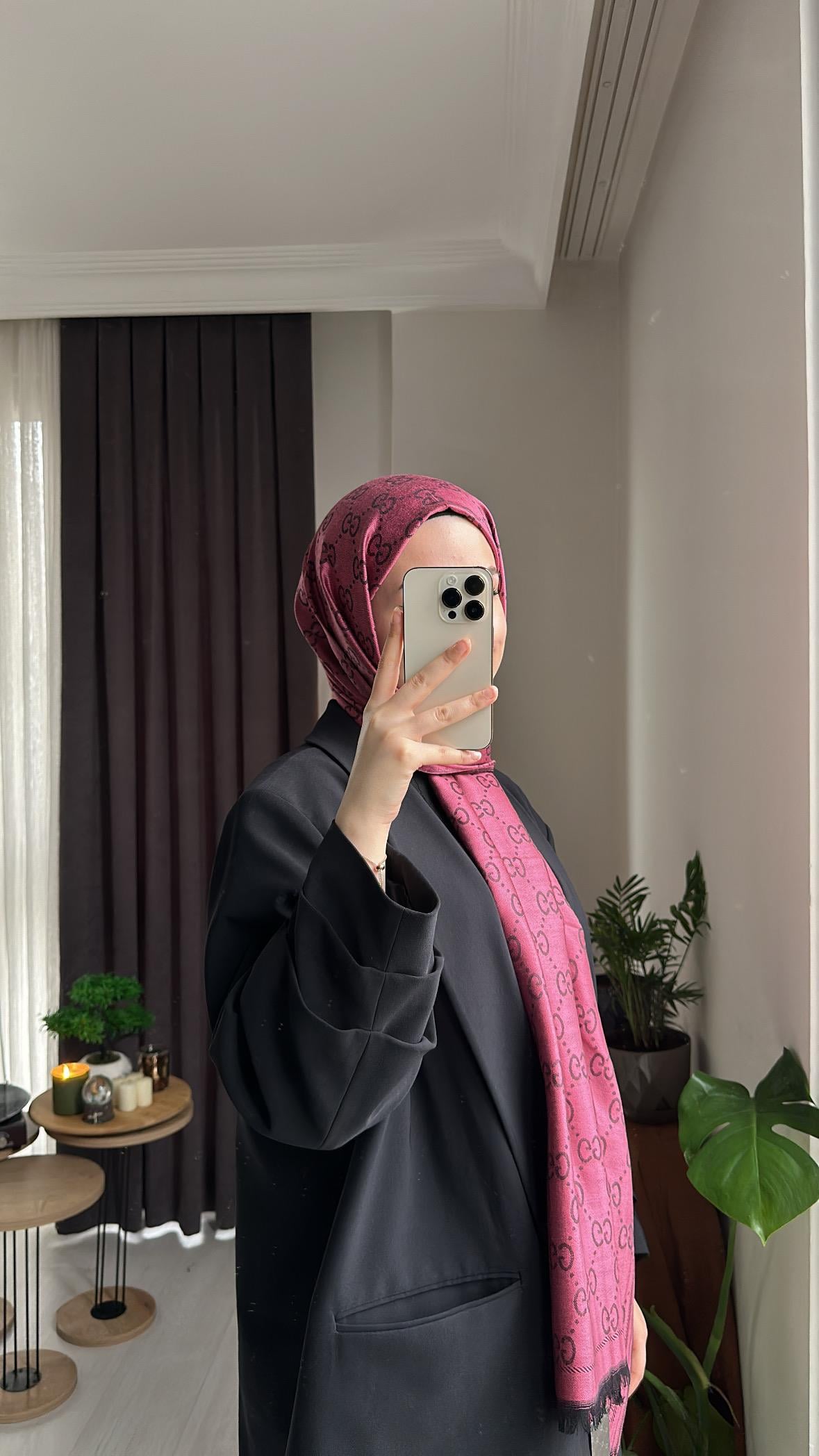 Koyu Gül Gucci Şal
