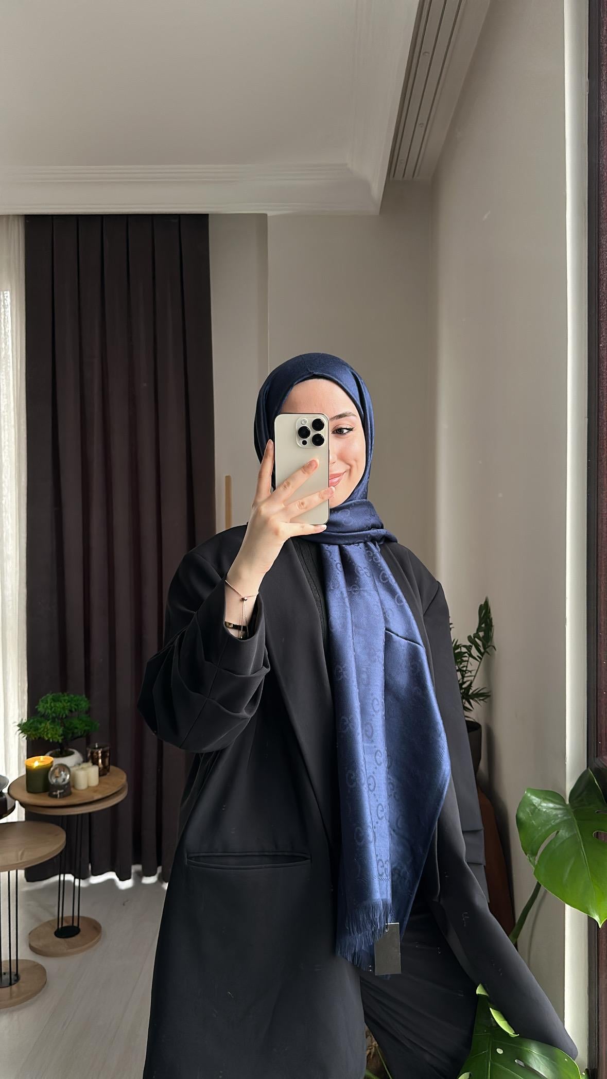 Lacivert Gucci Şal