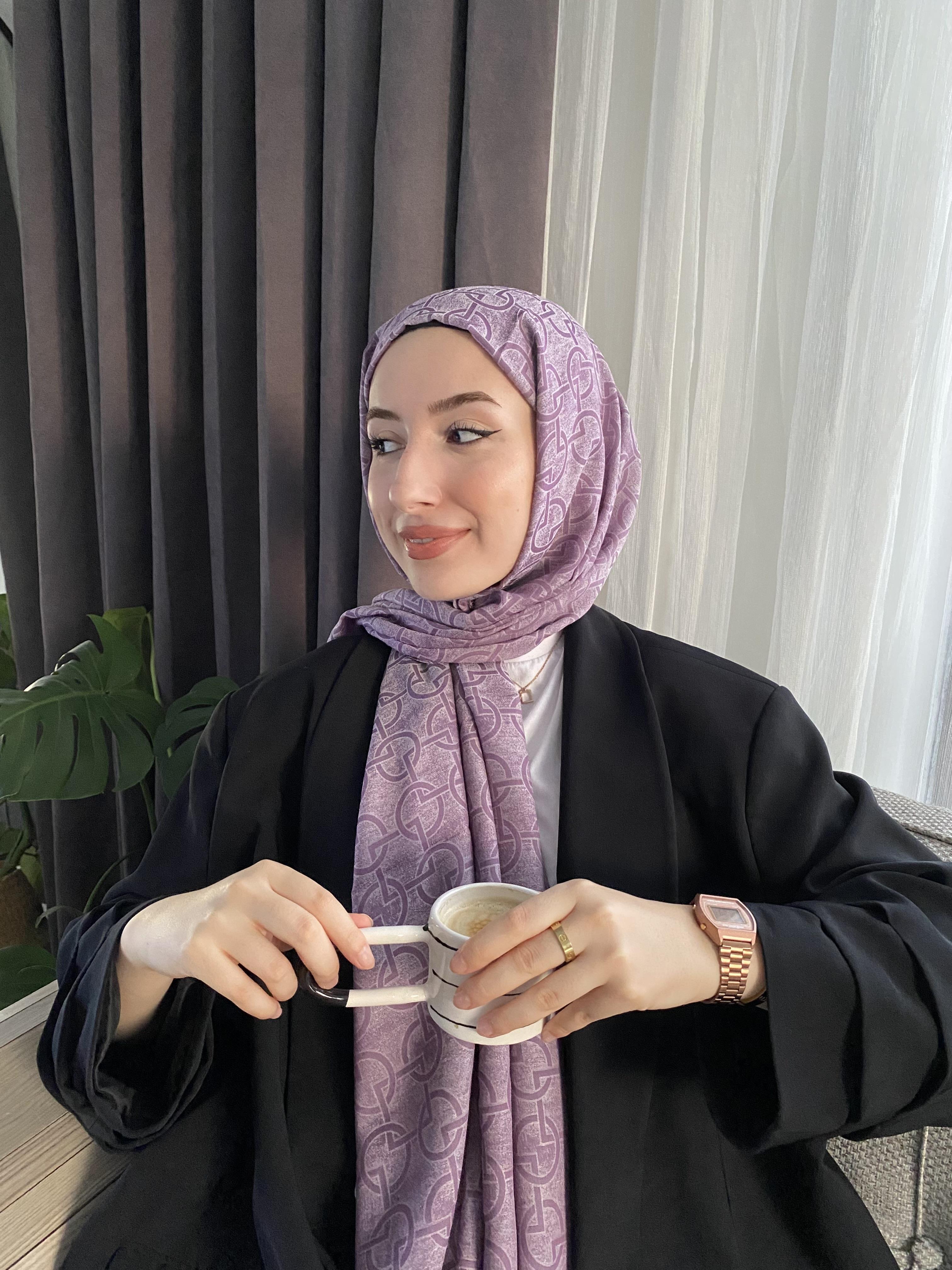 Leylak Daire Desen Şal