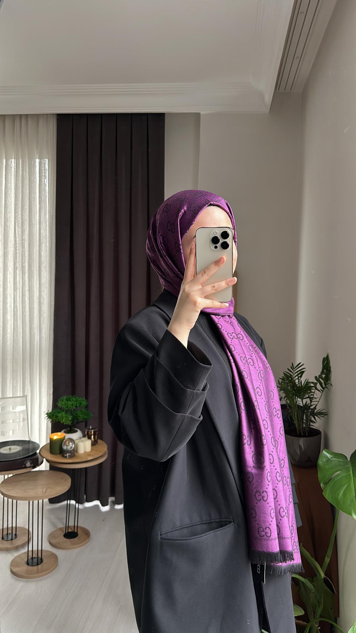Patlıcan Gucci Şal