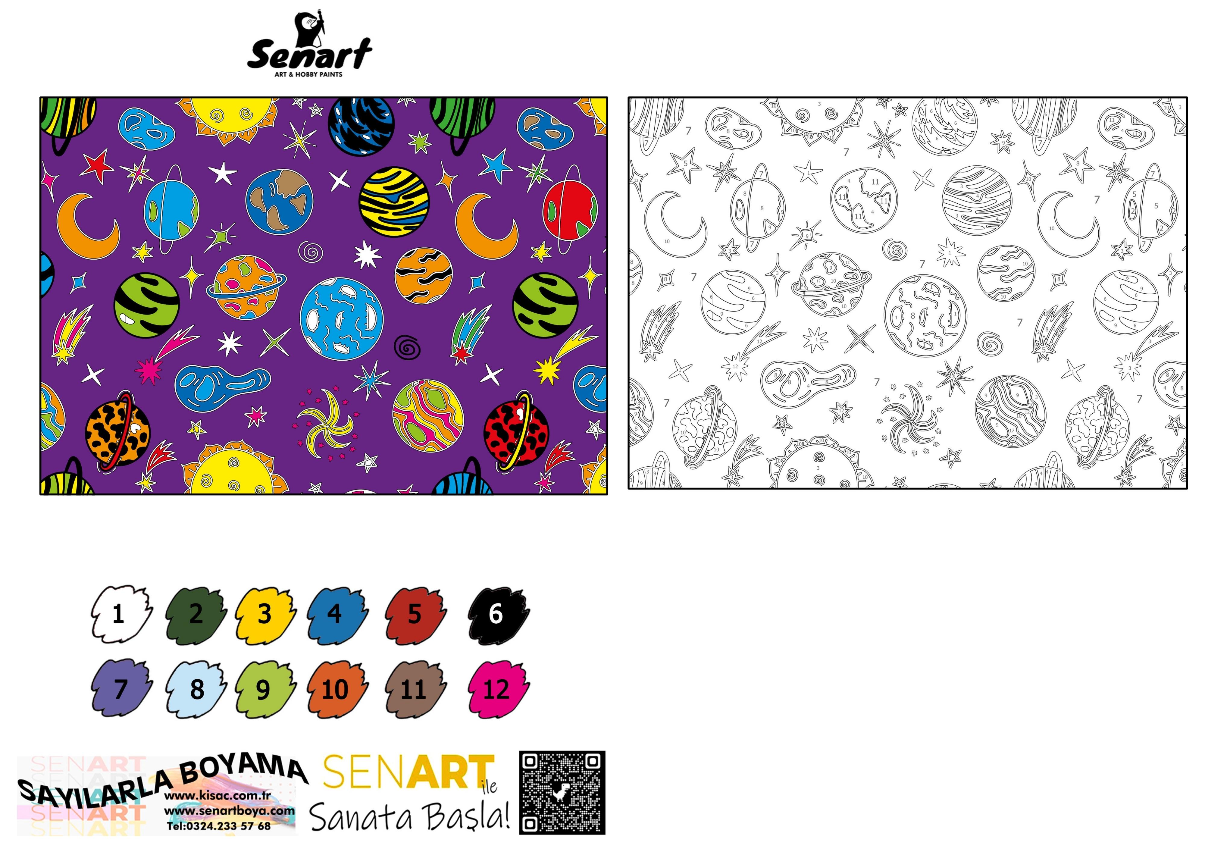 SENART SAYILARLA BOYAMA SETİ 008 GEZEGEN 35*50