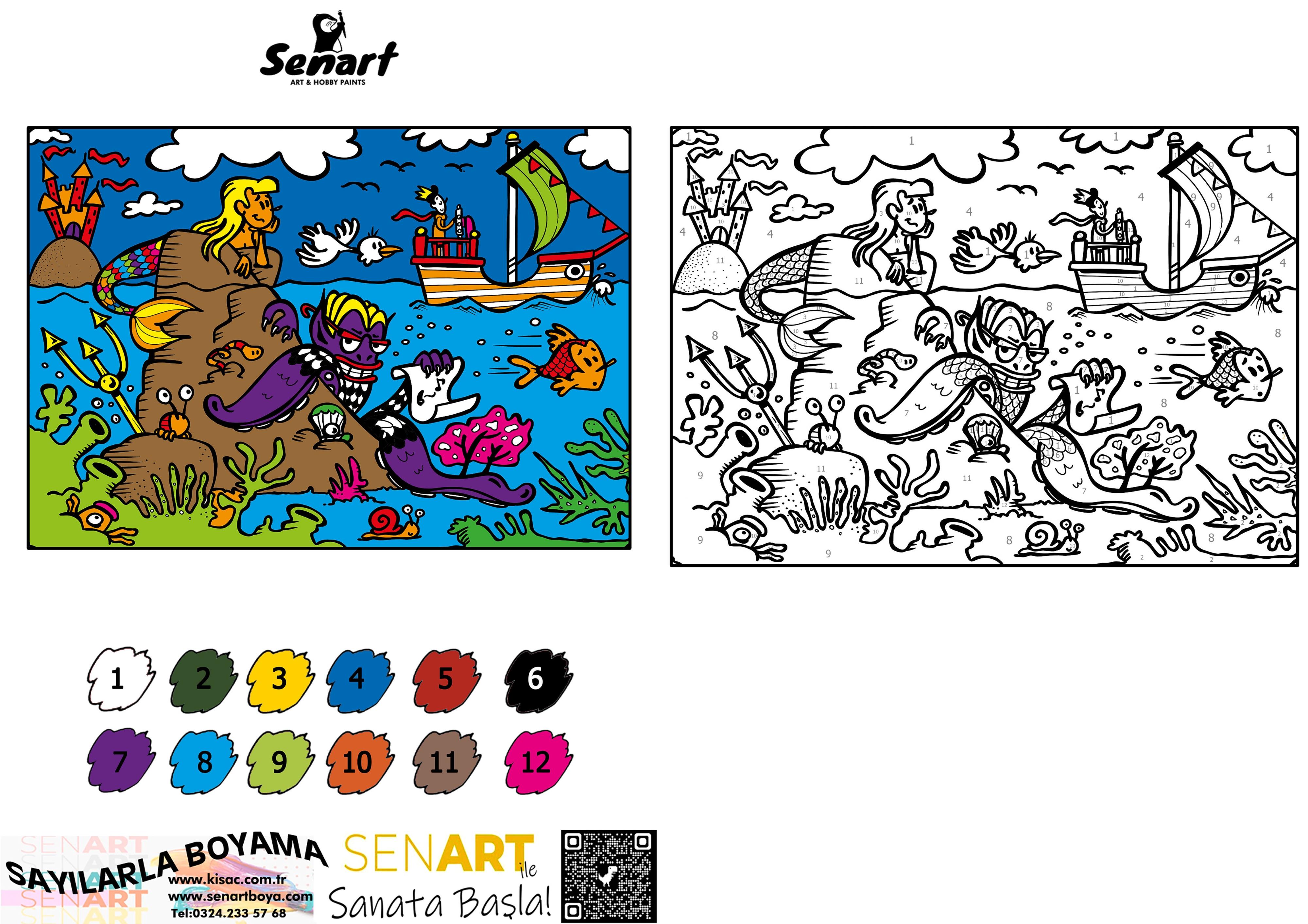 SENART SAYILARLA BOYAMA SETİ 009 DENİZ KIZI 35*50