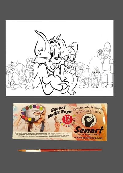 SENART DÜŞLE BOYAMA SETİ 12 TOM VE JERY 35*50
