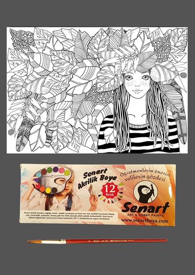 SENART DÜŞLE BOYAMA SETİ 20 YAPRAKLI KIZ 35*50