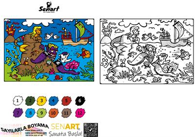SENART SAYILARLA BOYAMA SETİ 009 DENİZ KIZI 35*50