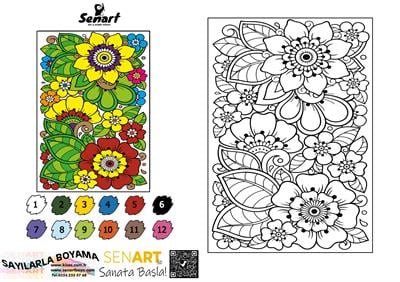 SENART SAYILARLA BOYAMA SETİ 024 ÇİÇEK 35*50