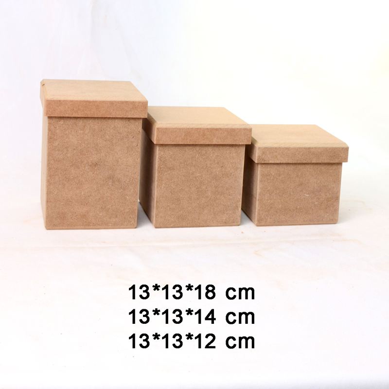 MDF OBJE- 3'LÜ KAPAKLI KARE KUTU