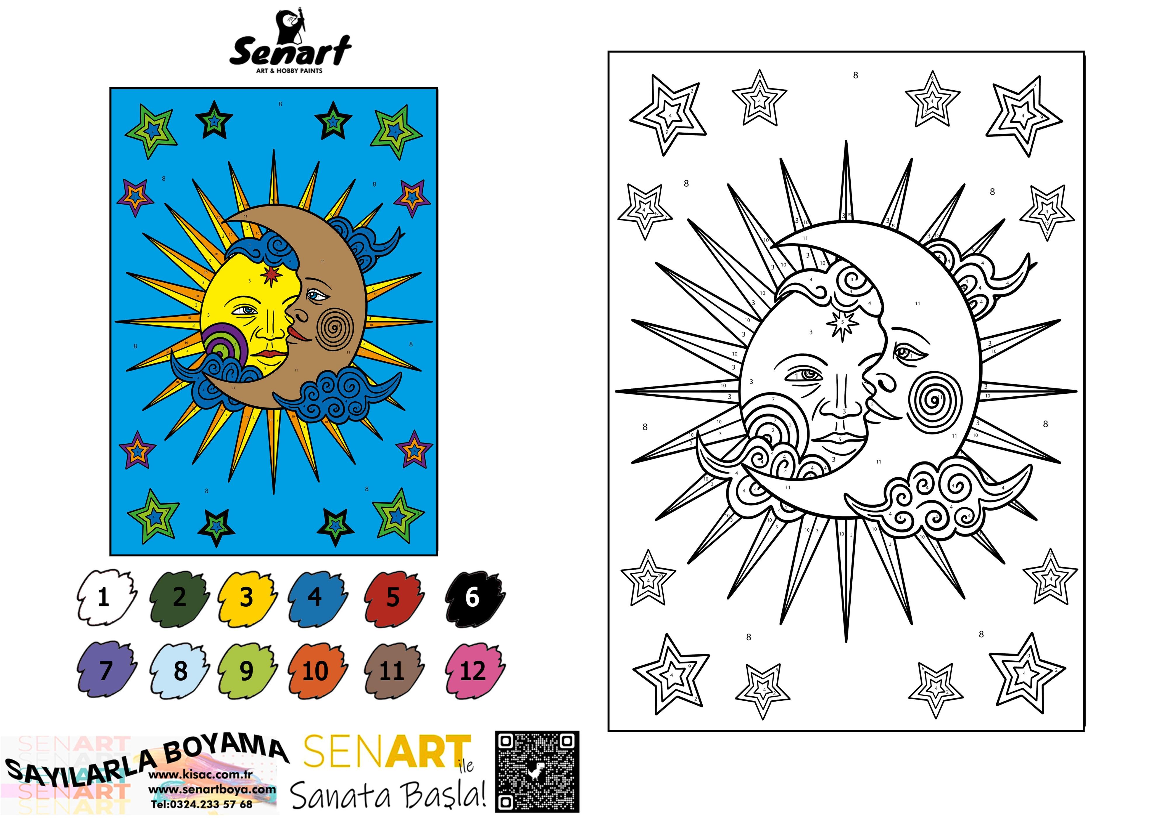SENART SAYILARLA BOYAMA SETİ 021 GÜNEŞ-AY 35*50