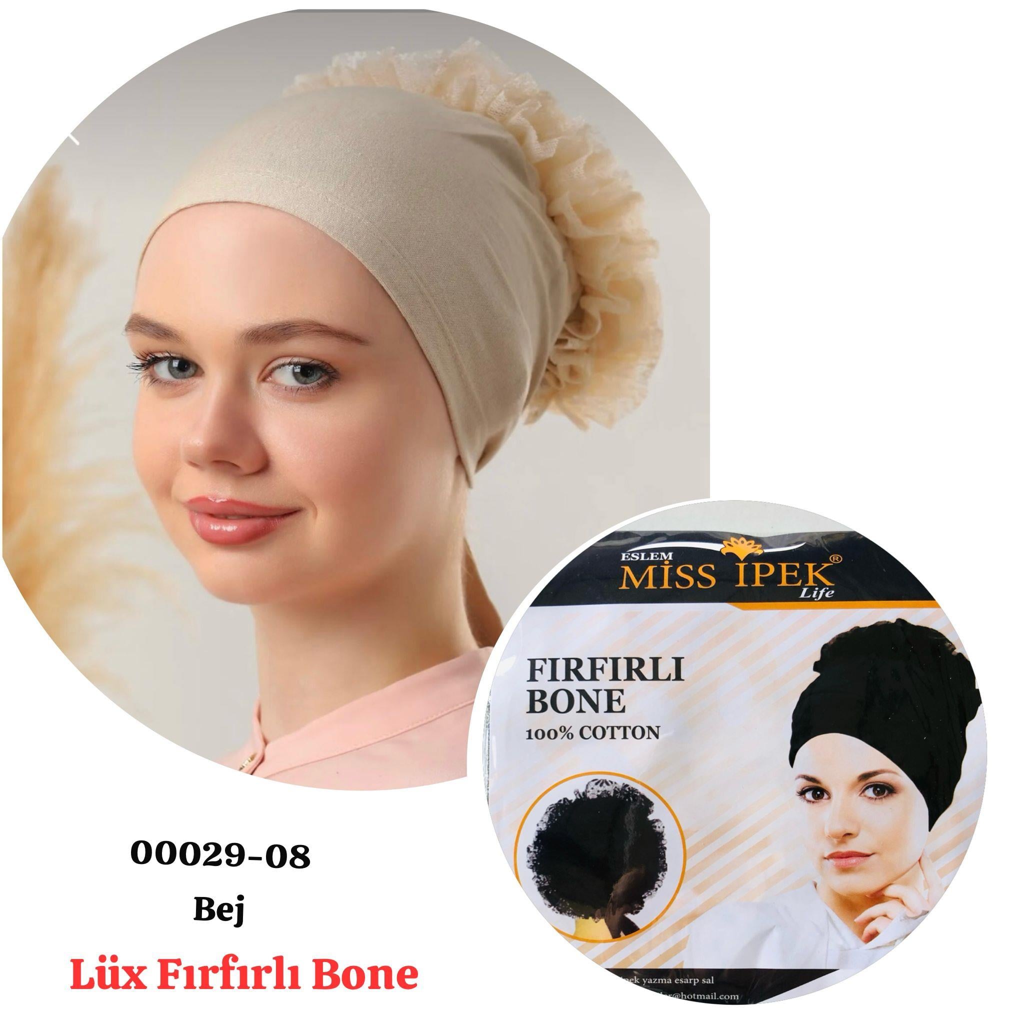 00029 Lüx Fırfırlı Bone Topuzlu