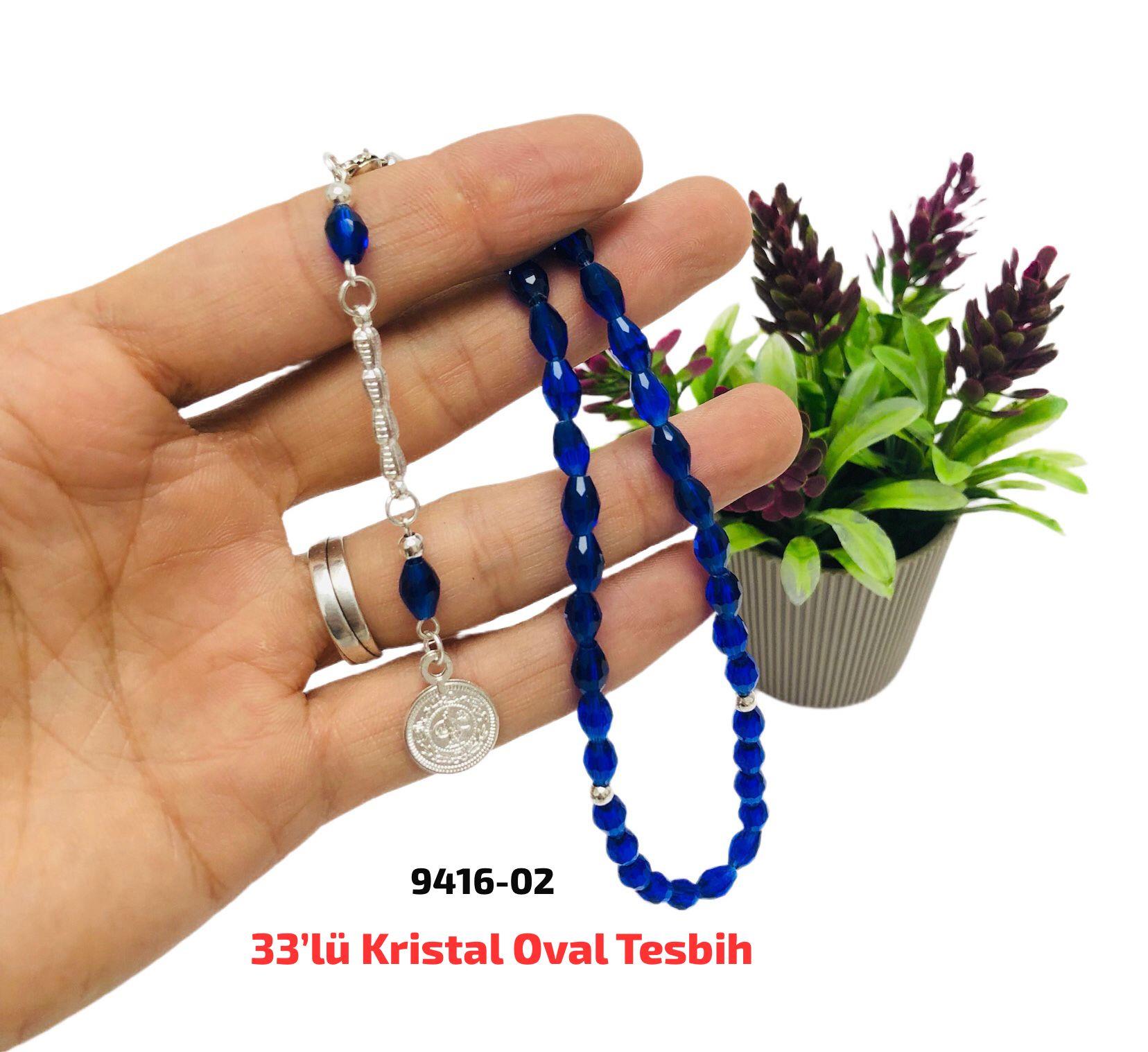 33 lü Kristal Oval Tesbih