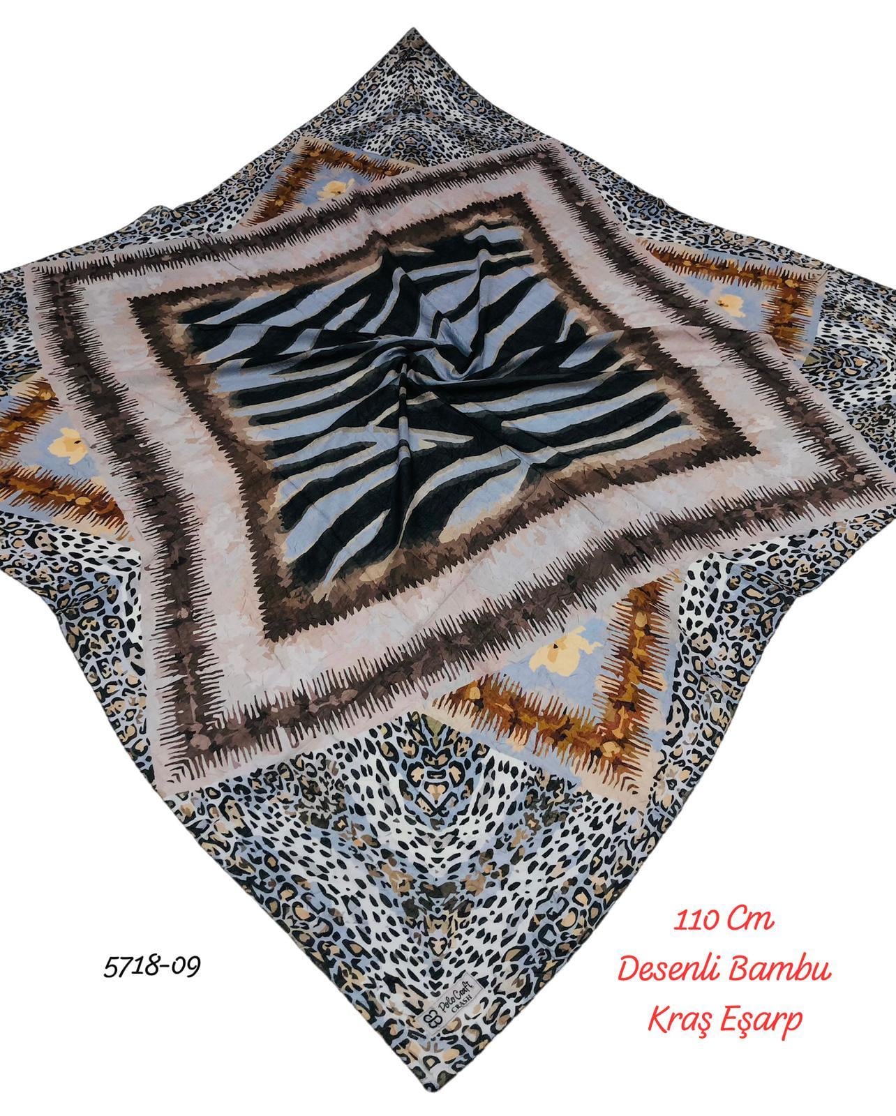 5718 110cm Desenli Bambu Kraş Eşarp