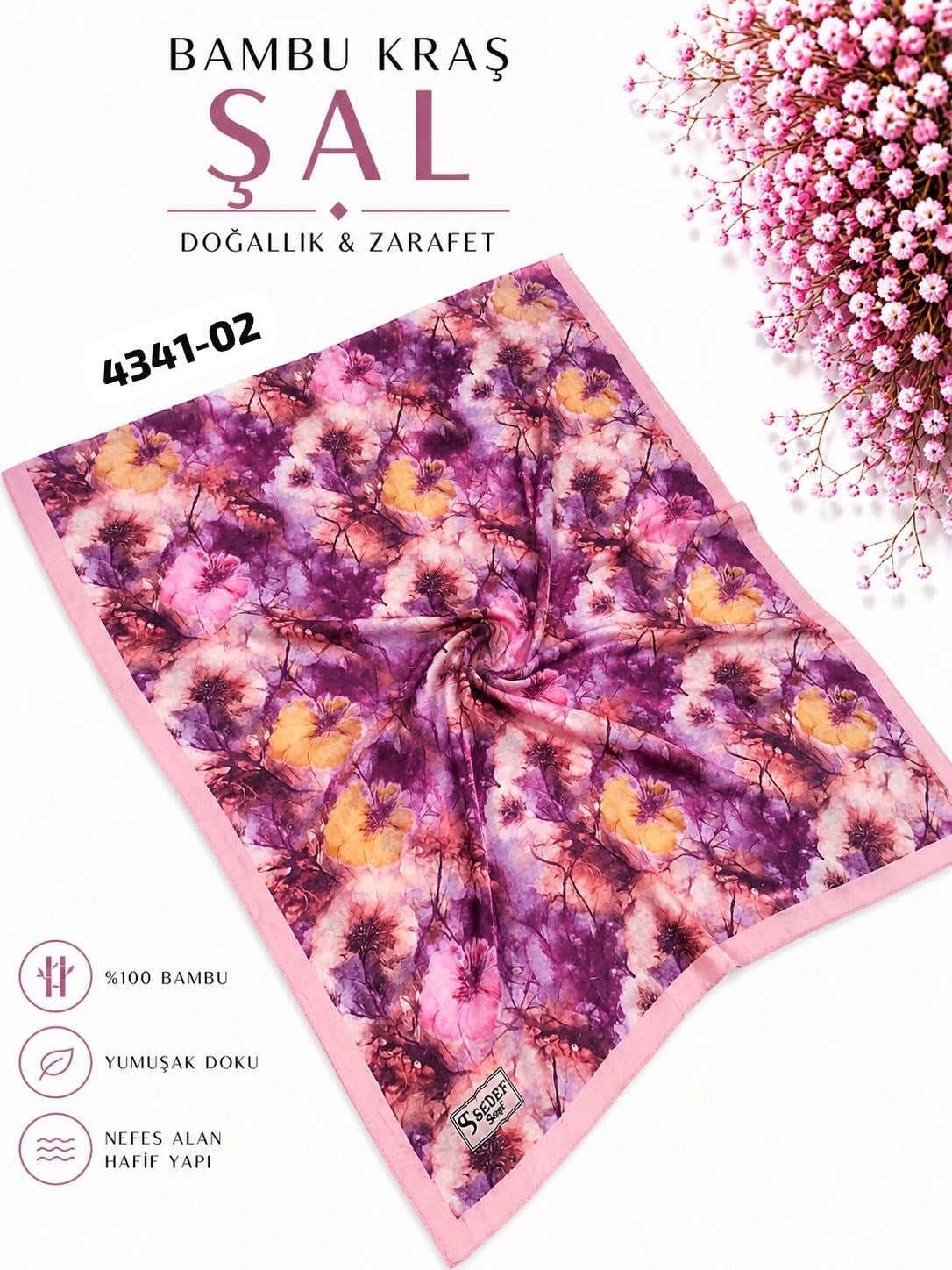 Desenli Bambu Kraş Şal