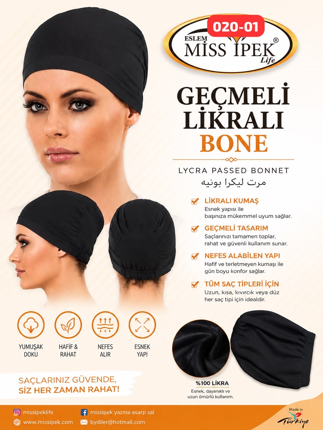 Geçmeli Likralı Bone