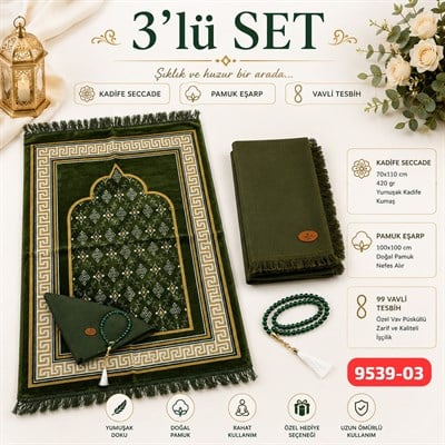 3 lü Set Seccade Eşarp Tesbih