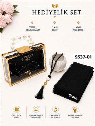 Hediyelik Çantalı Set Eşarp Tesbih
