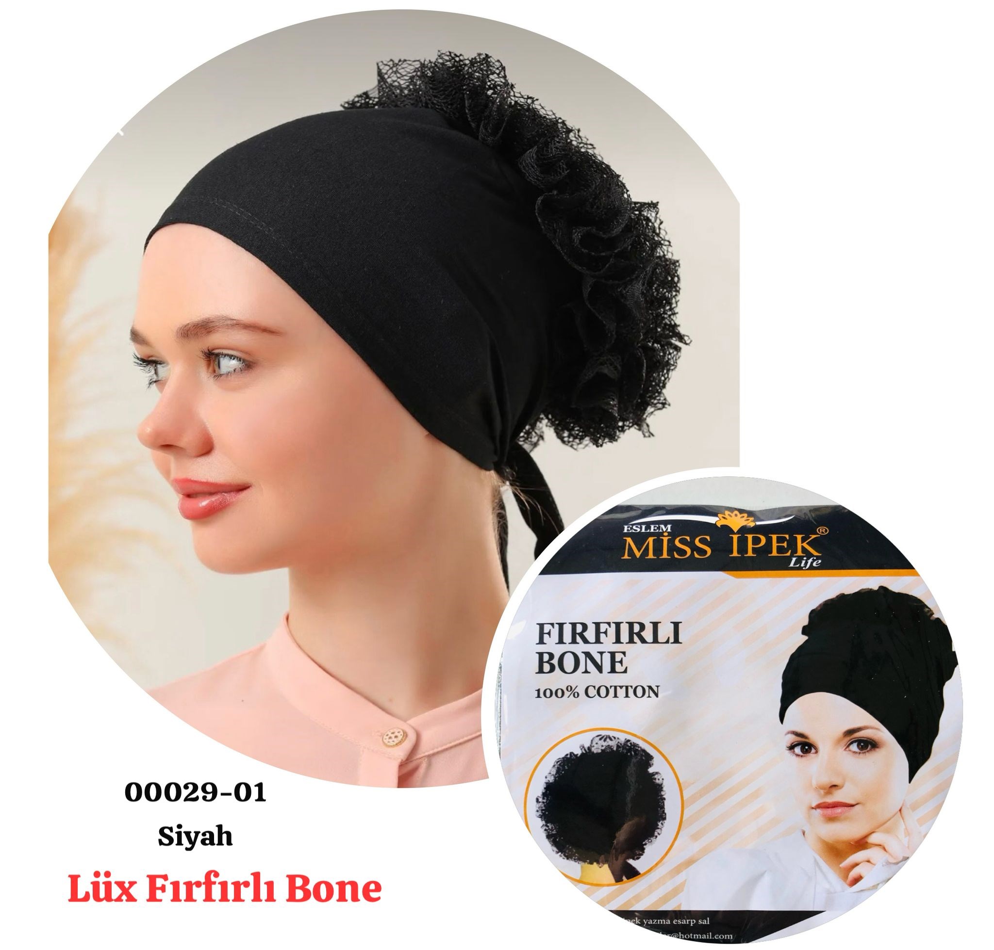 00029 Lüx Fırfırlı Bone Topuzlu