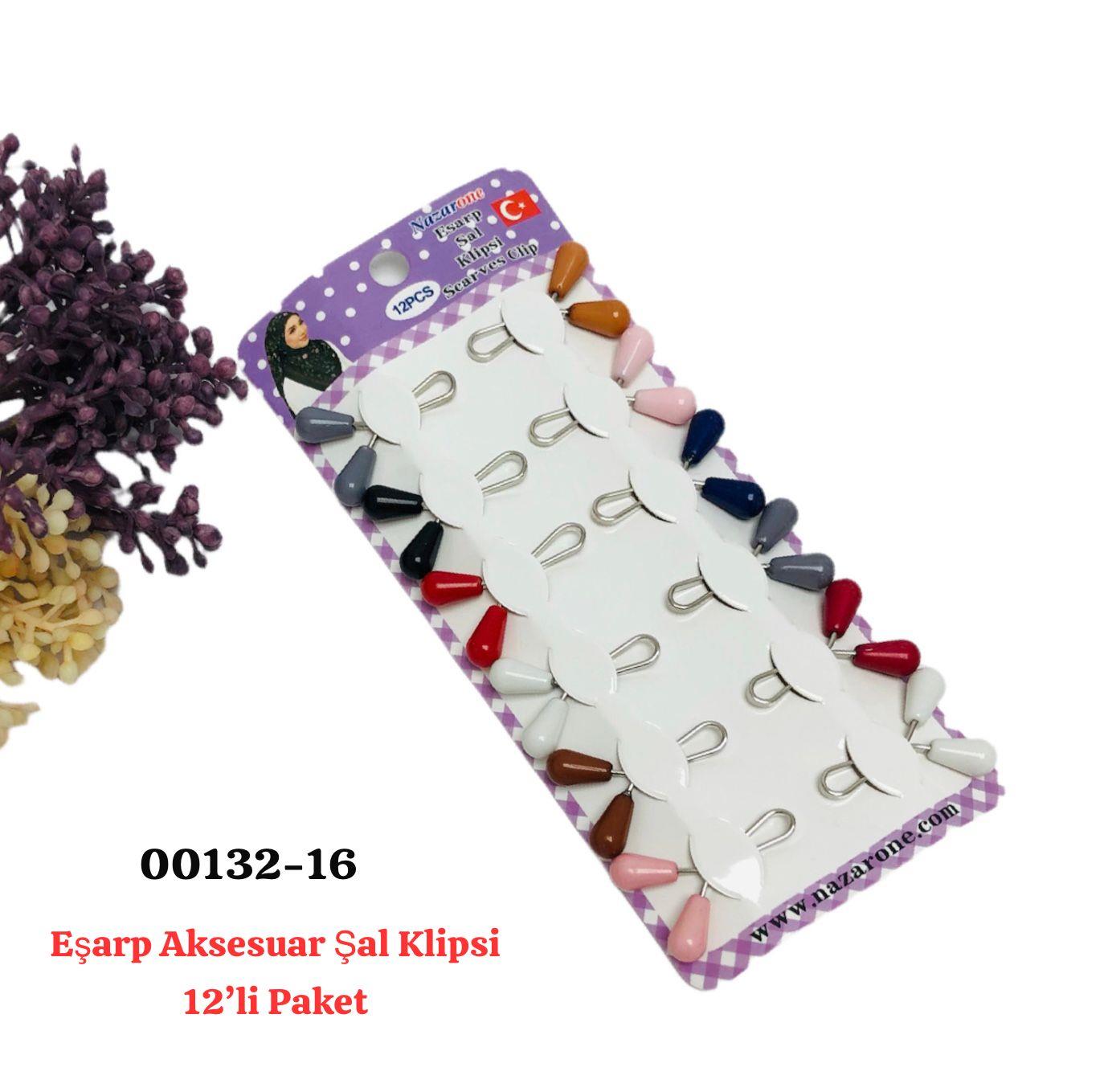 00132 Eşarp Aksesuar Şal Klips 12 'li