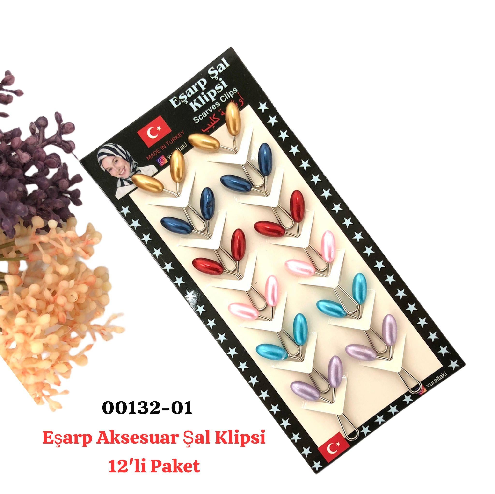 00132 Eşarp Aksesuar Şal Klips 12 'li