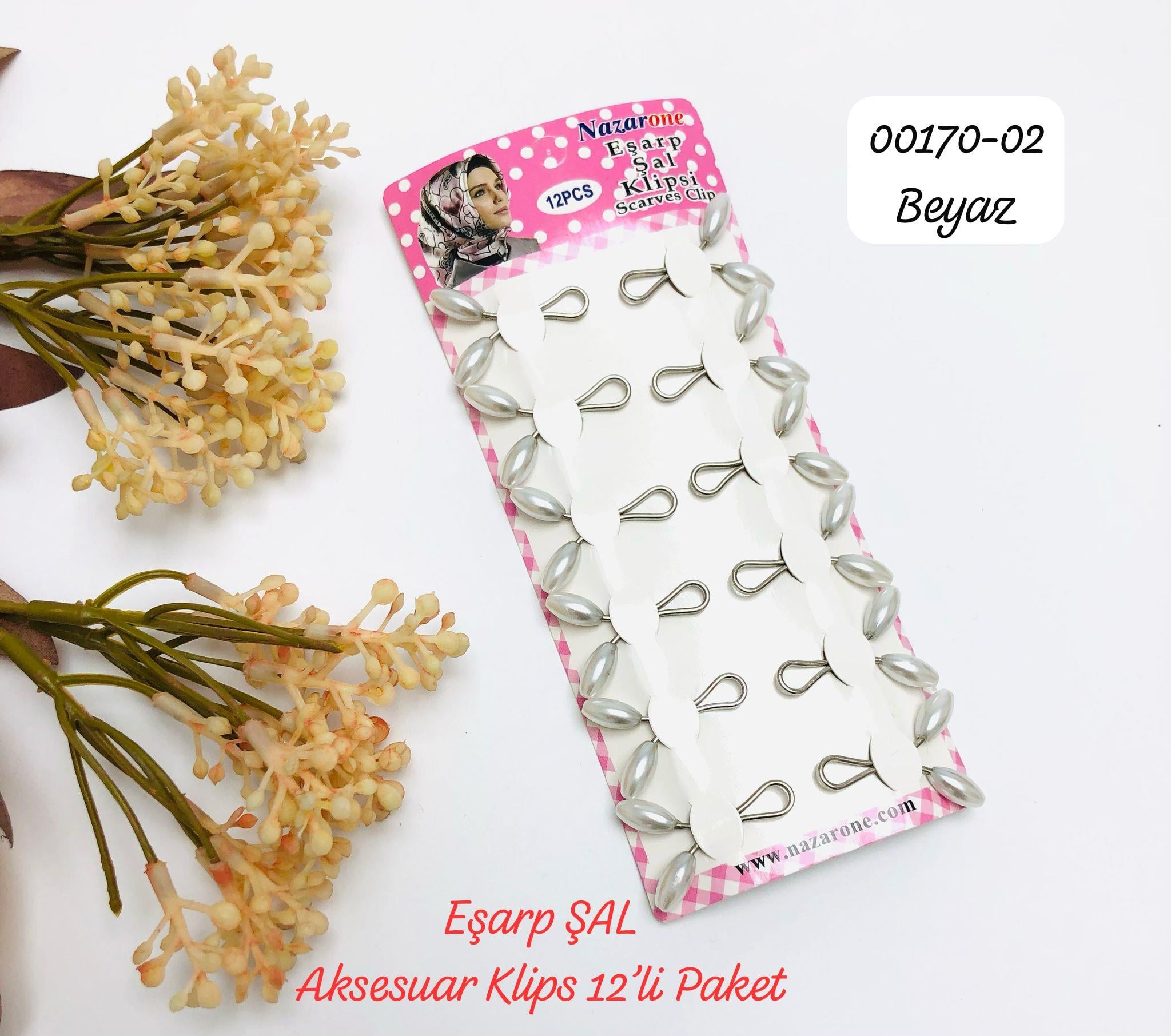 00170 Eşarp Aksesuar Şal Klips 12 'li