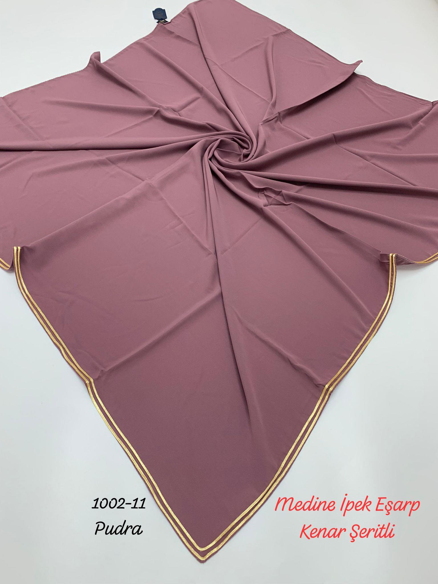1002 Medine İpek Eşarp Kenar Şeritli