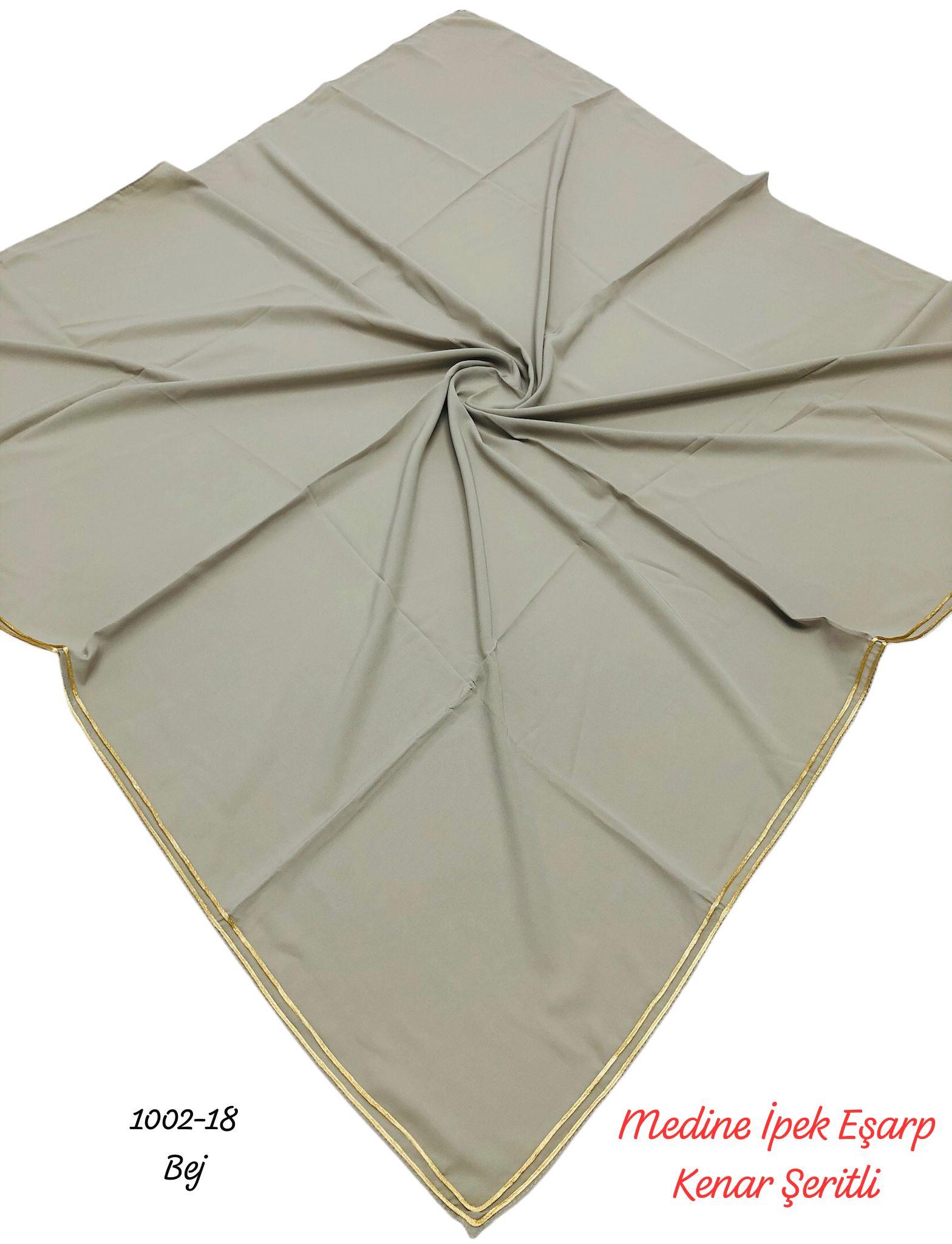 1002 Medine İpek Eşarp Kenar Şeritli