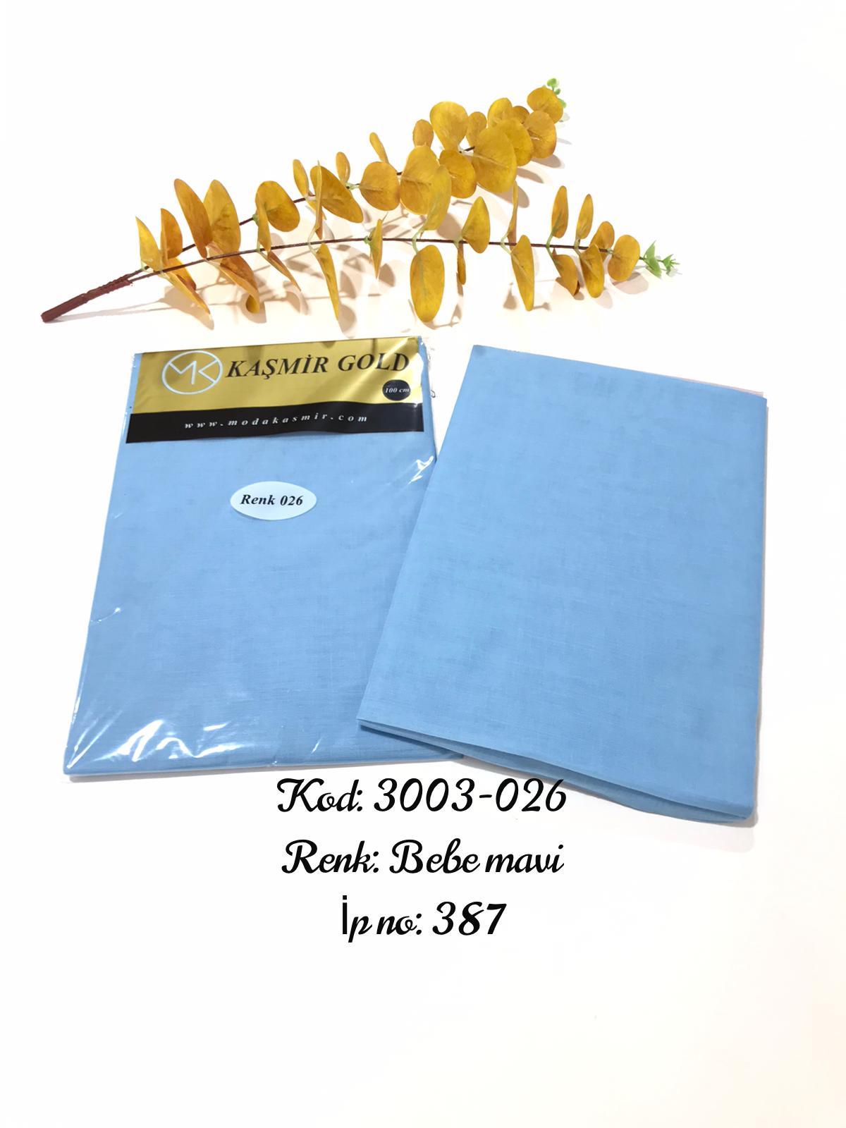 3003 Poşetli Kaşmir 100 Cm Düz Yazma