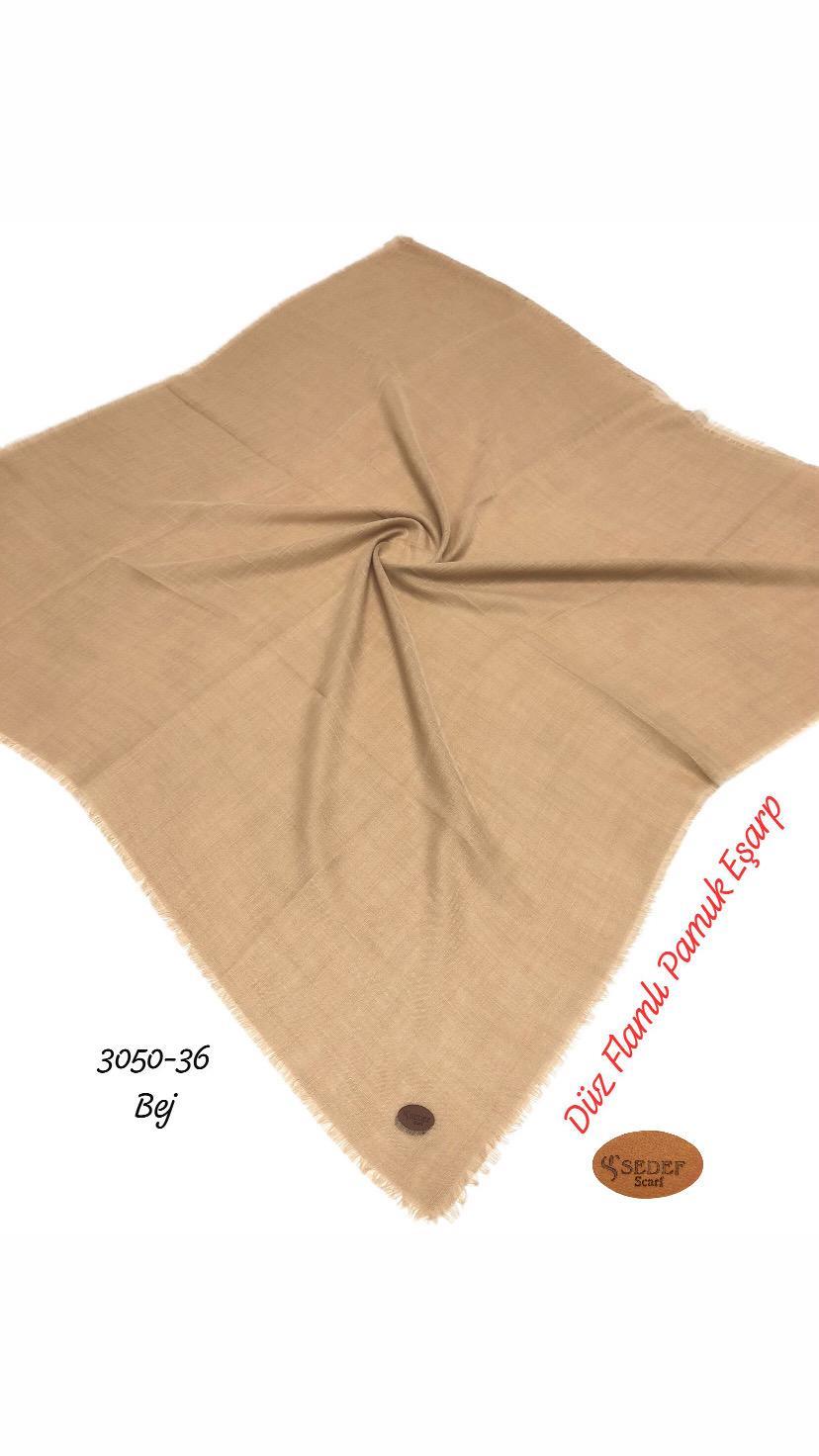 3050 Düz Flamlı Pamuk Eşarp