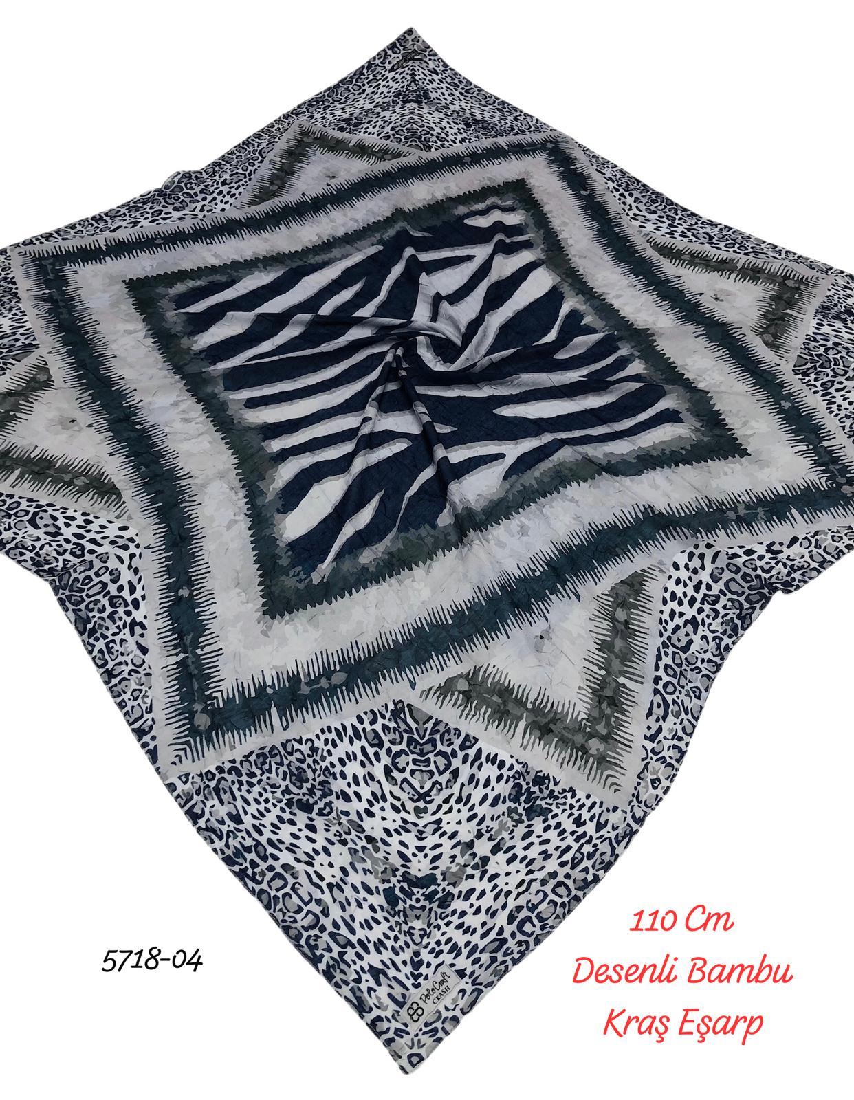 5718 110cm Desenli Bambu Kraş Eşarp