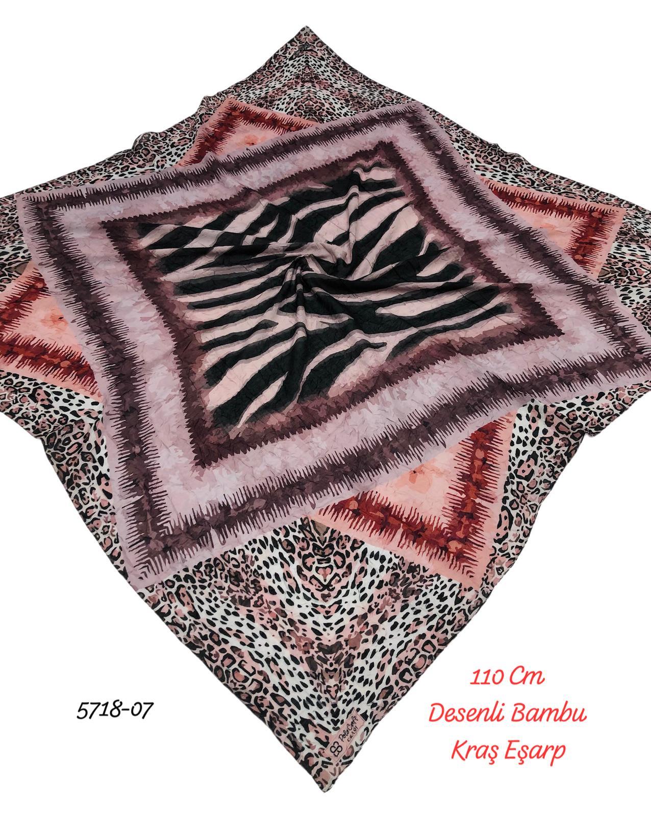 5718 110cm Desenli Bambu Kraş Eşarp