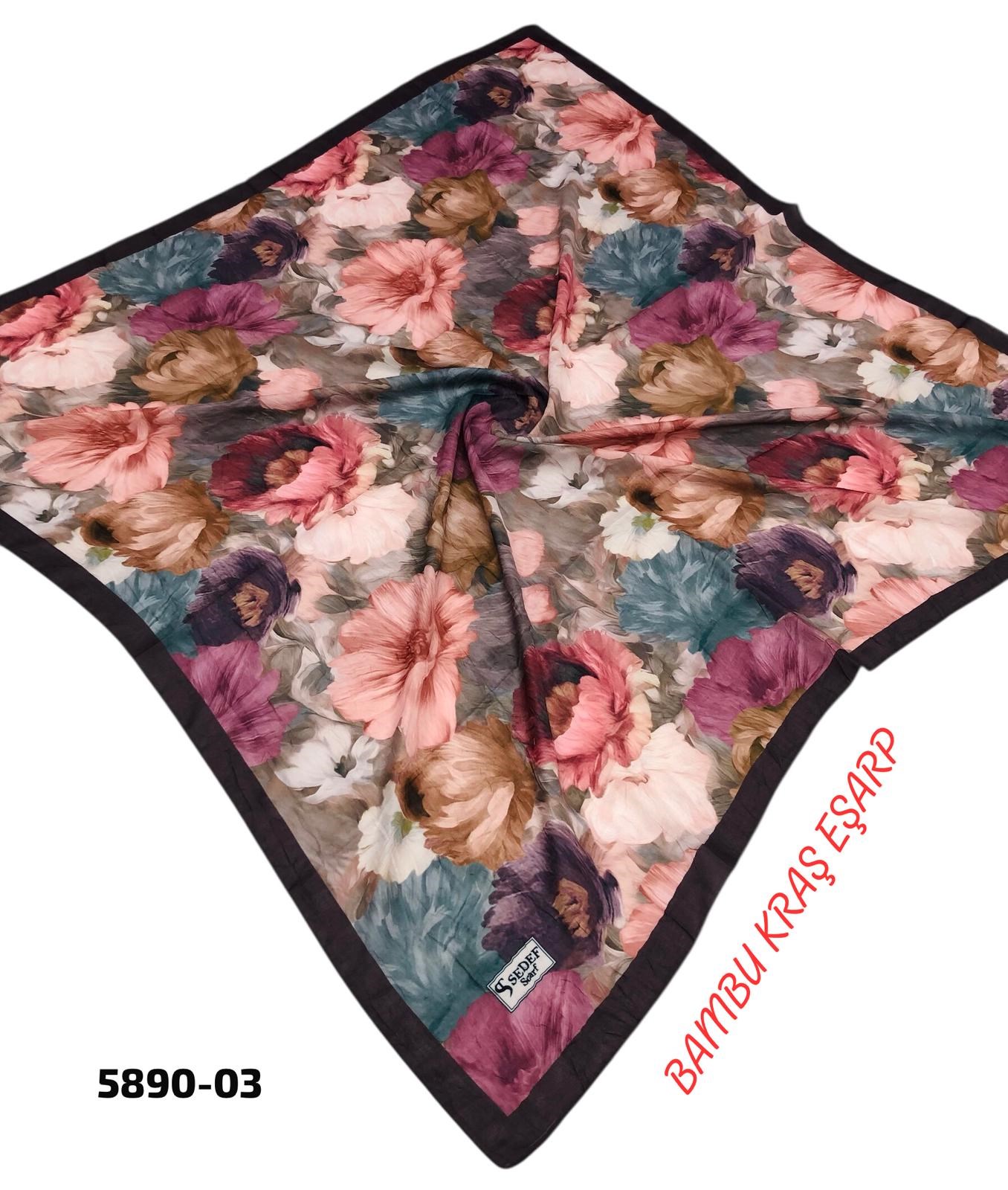 Desenli Bambu Kraş Eşarp