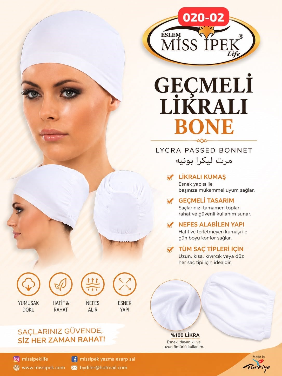 Geçmeli Likralı Bone