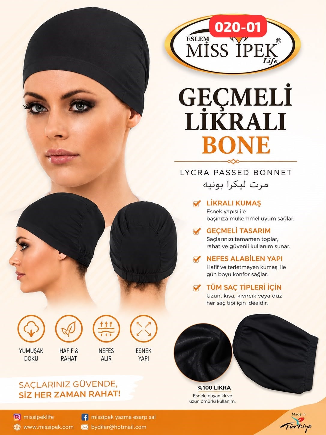 Geçmeli Likralı Bone