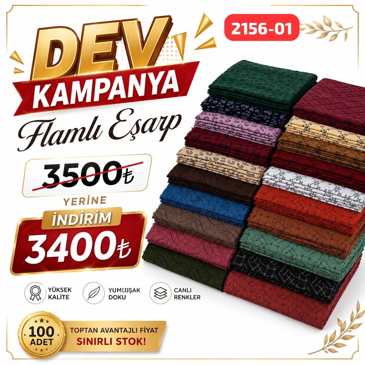 Kampanyalı Flamlı Eşarp