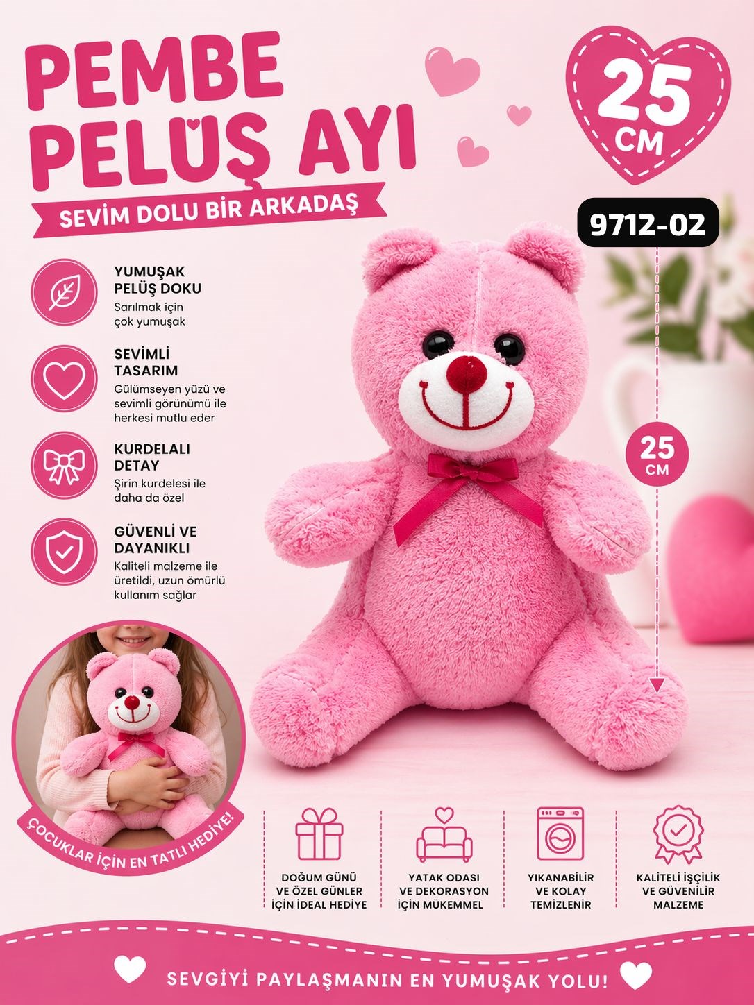 Peluş Oyuncak Ayı Uyku ve Oyun Arkadaşı