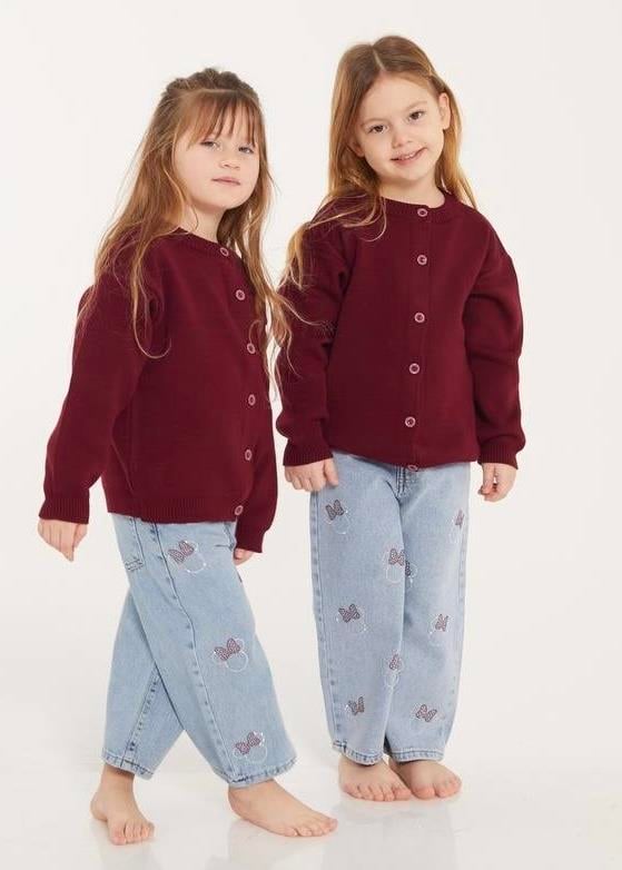 2-8 Yaş Cosy Bordo Jean Kazak Takım