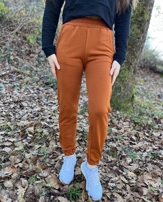 Beli Lastikli Dar Paça Eşofman Kiremit 
