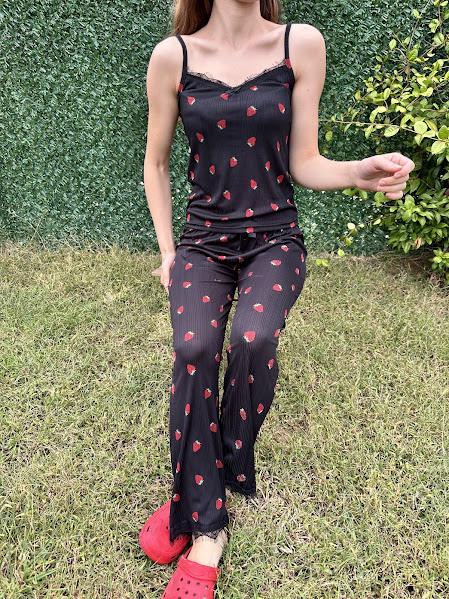 Çilek Desen Pegasus Pijama Takım Lacivert