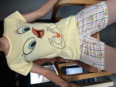 Tweety Desenli Kısa Kol Şort Pijama Takım Sarı