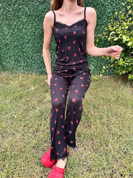 Çilek Desen Pegasus Pijama Takım Lacivert