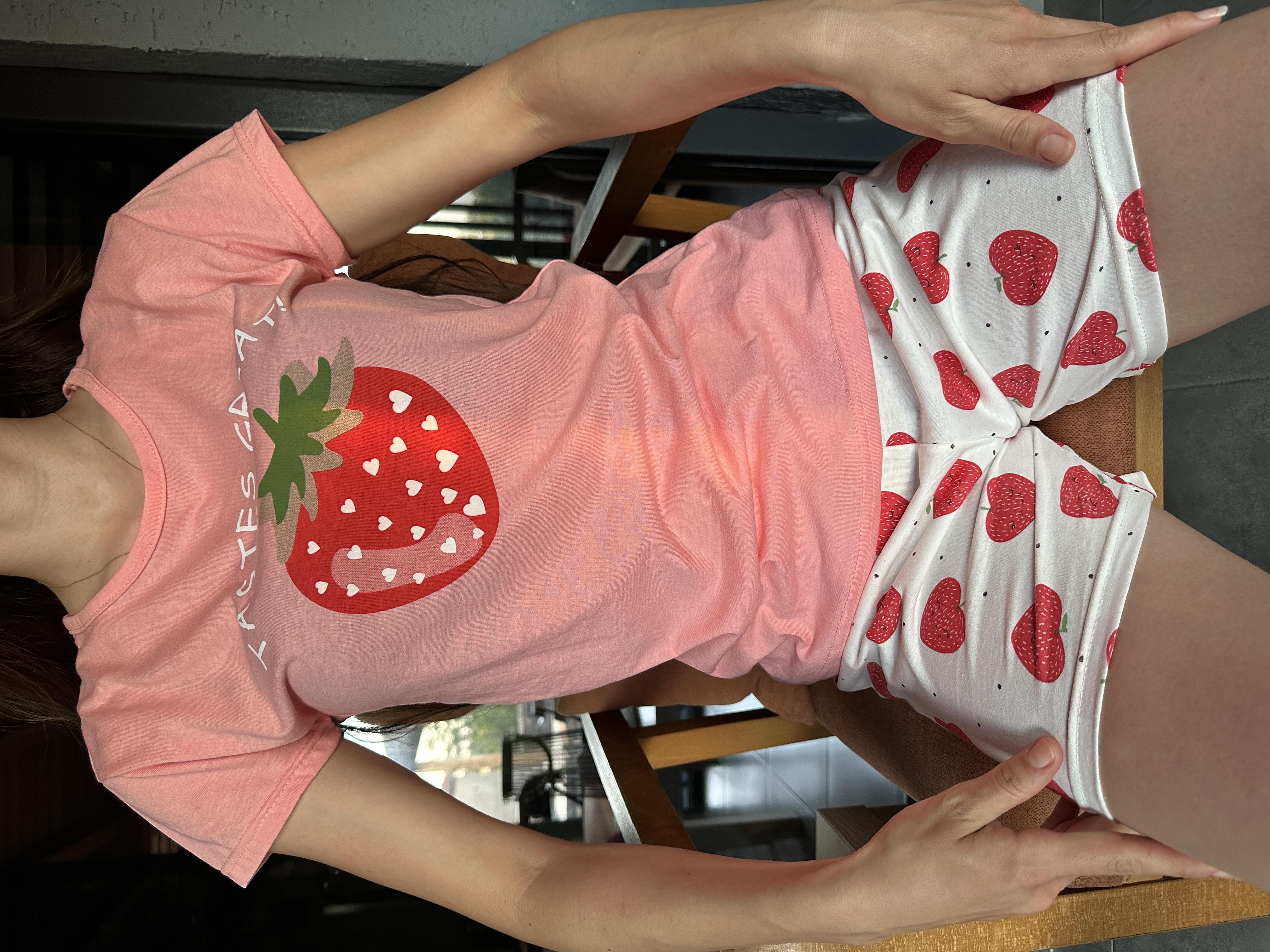 Çilek Desenli Kısa Kol Şort Pijama Takım 