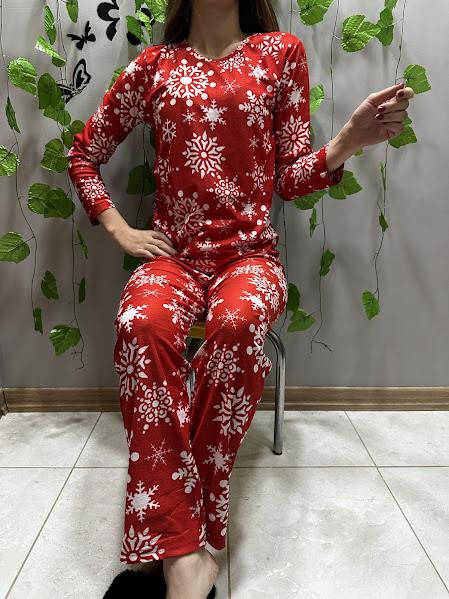Kar Desenli Süet Pijama Takım Kırmızı