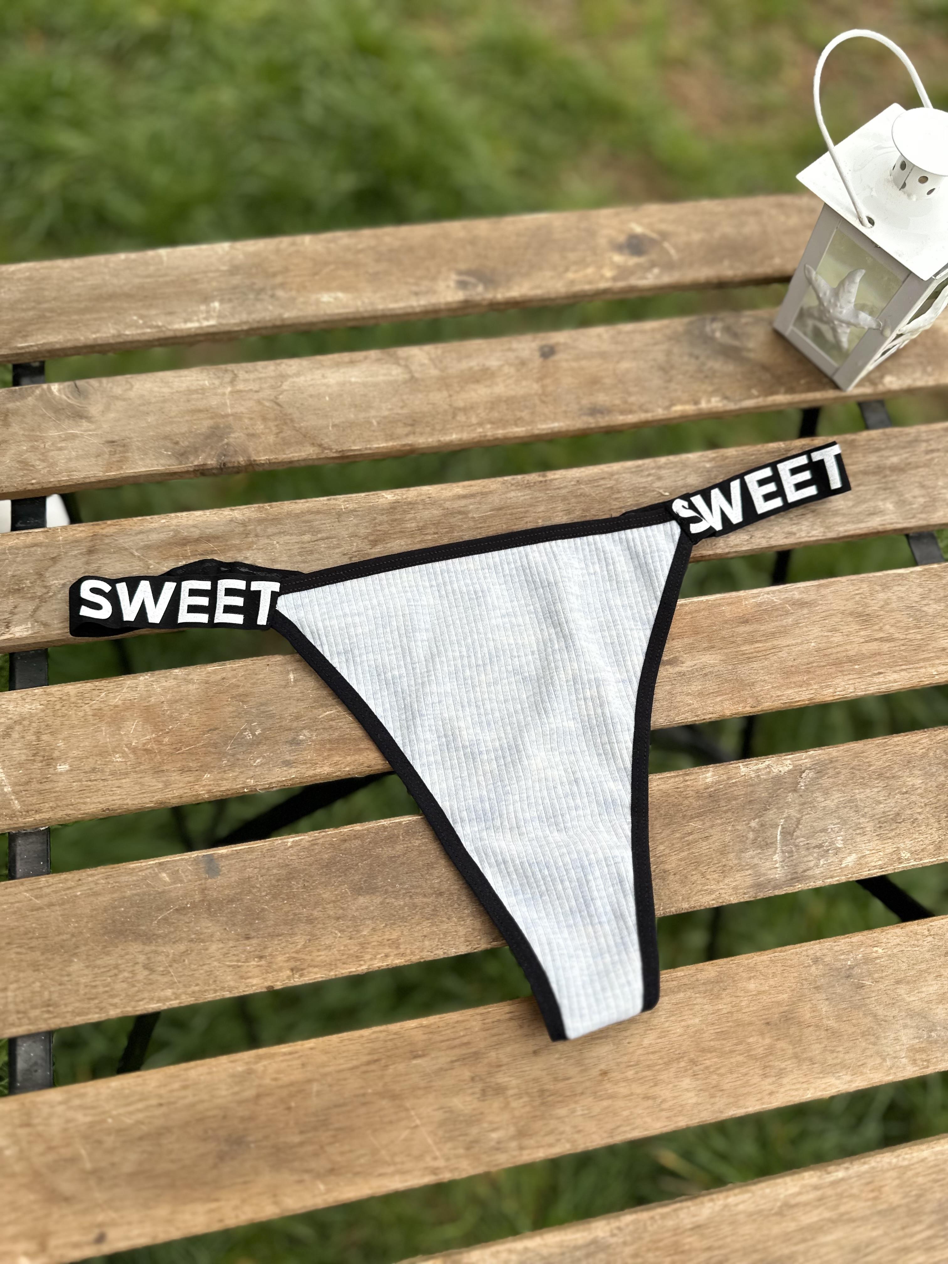 Sweet Baskılı Pamuklu  Tangalı Külot Açık Mavi